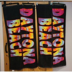Lot of 2 Vintage Daytona Beach Tie Dye Terry Beach Towel 53x27
